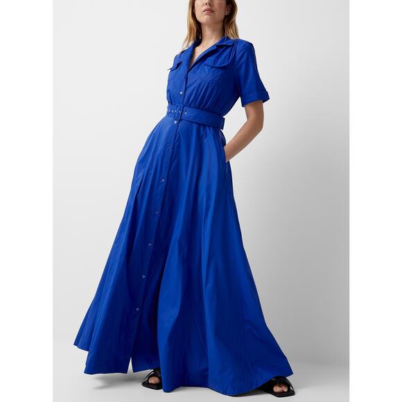 STAUD Dresses & Skirts - Staud Millie Maxi Belted Shirt Dress Lapis Blue recycled nylon size 00 XXS